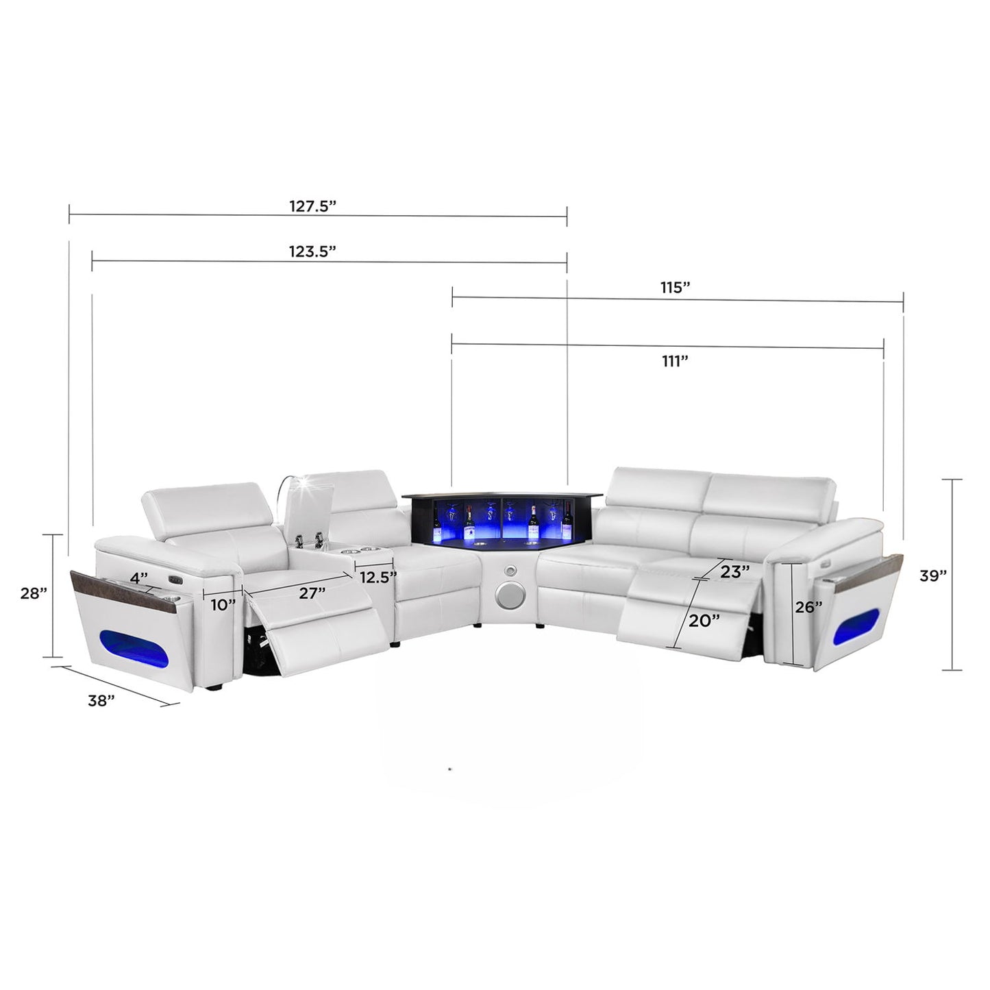 Nova - Sectional With Bluetooth Speaker, LED And Lifting Wine Cabinet Matrix Furniture Group