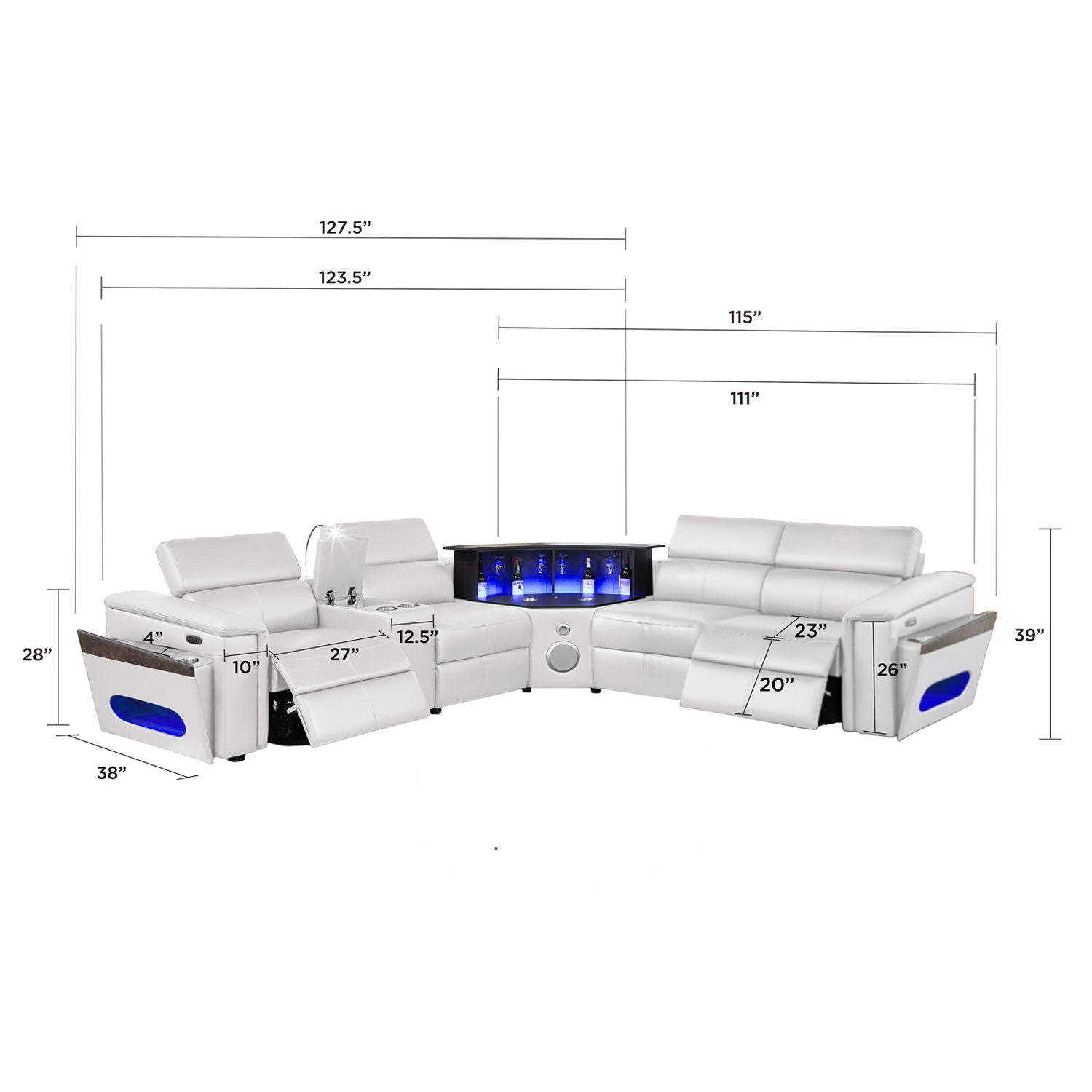 Nova - Sectional With Bluetooth Speaker, LED And Lifting Wine Cabinet Matrix Furniture Group