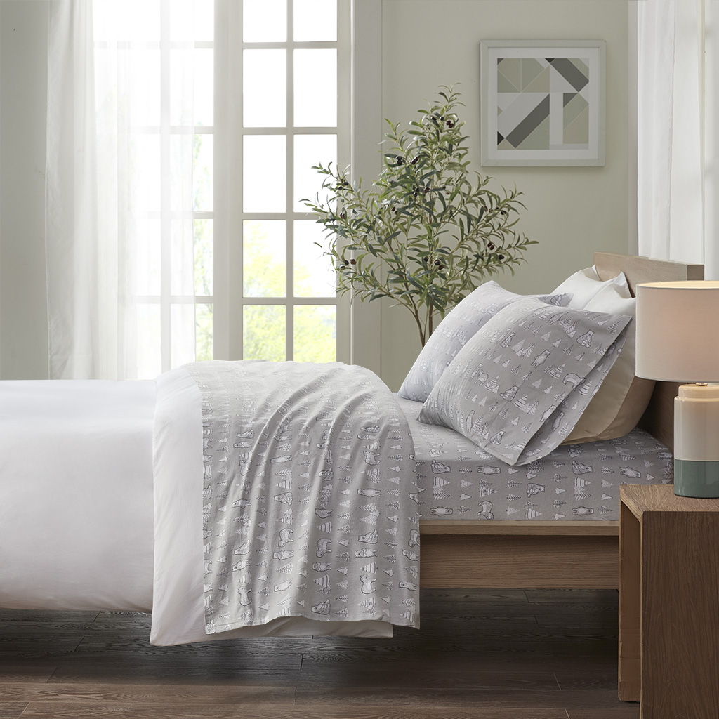Twin Cozy 100% Printed Sheet Set - Bear True North by Sleep Philosophy