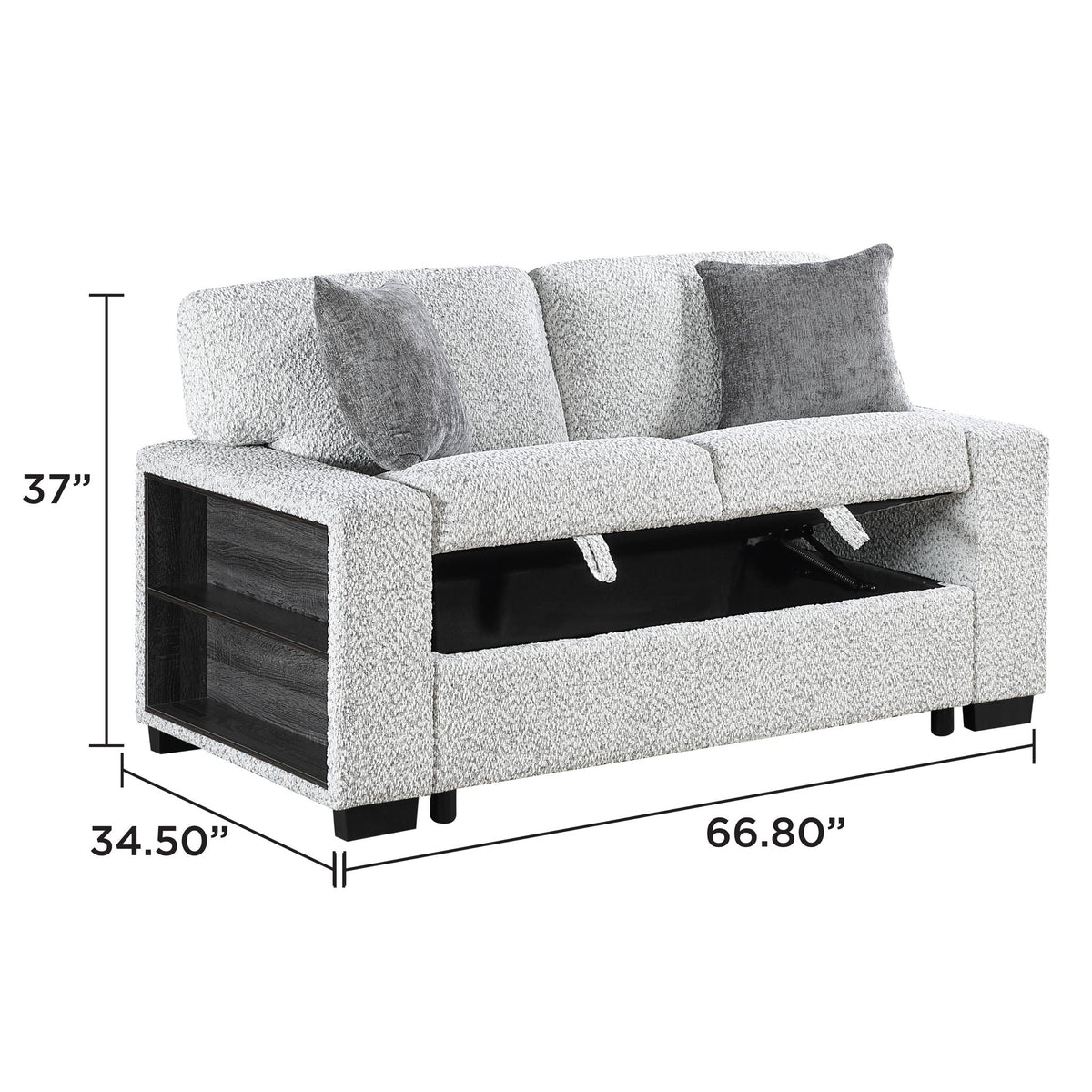 Prato - Loveseat With Storage And USB - Gray Matrix Furniture Group