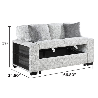 Prato - Loveseat With Storage And USB - Gray Matrix Furniture Group