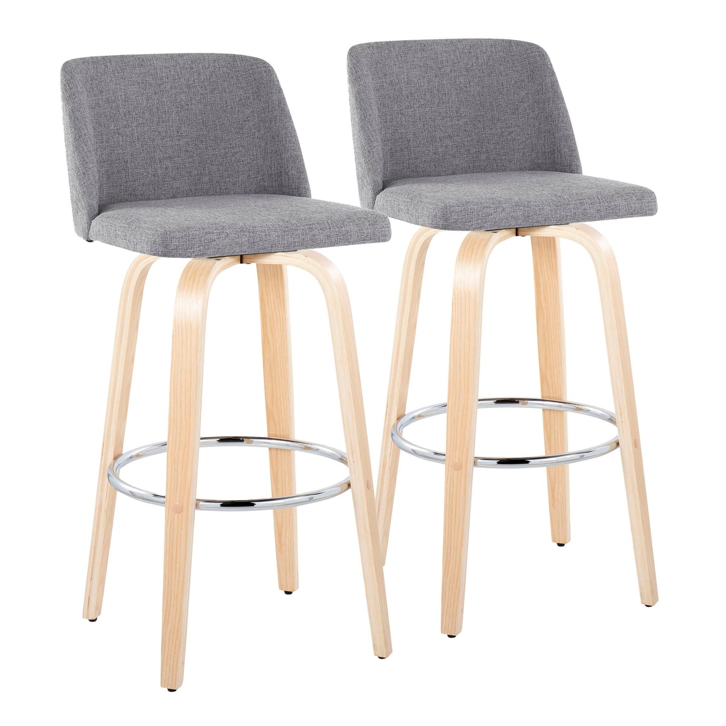 Toriano - Contemporary Fixed Height Barstool & Swivel With Round Footrest (Set of 2) Lumi Source