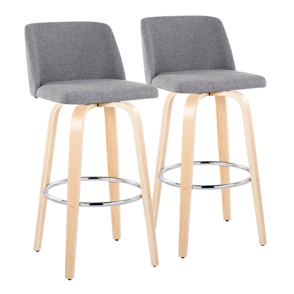 Toriano - Contemporary Fixed Height Barstool & Swivel With Round Footrest (Set of 2) Lumi Source