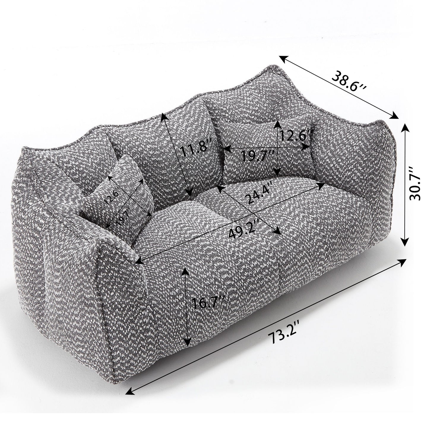 Comfortable Dual Beanbag Chair With High Resilience Foam Core For 2 People Home Essentials