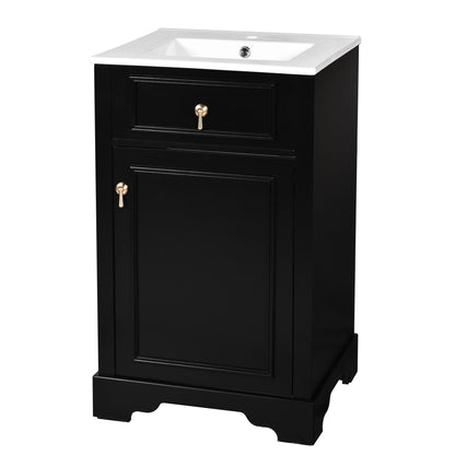 Elegant Bathroom Vanity With Ceramic Sink, Soft Close Door, Adjustable Shelf Hearth and Haven