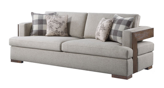 Niamey - Sofa With 4 Toss Pillows - Walnut Acme