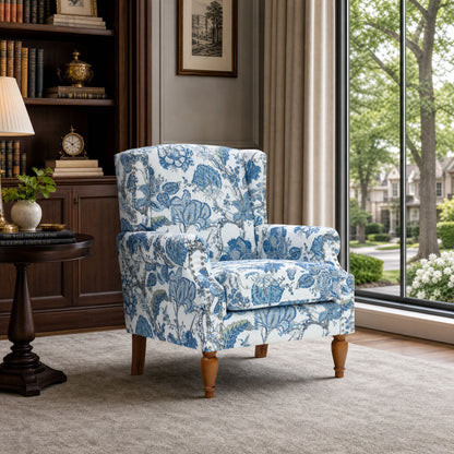 Accent Chair With Floral Upholstery And Nailhead Trim Home Essentials