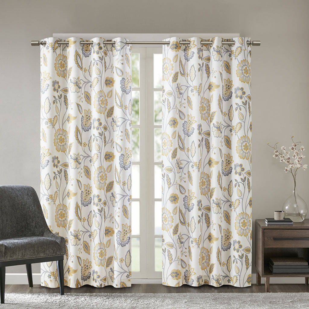 Camille - Printed Room Darkening Panel - Yellow