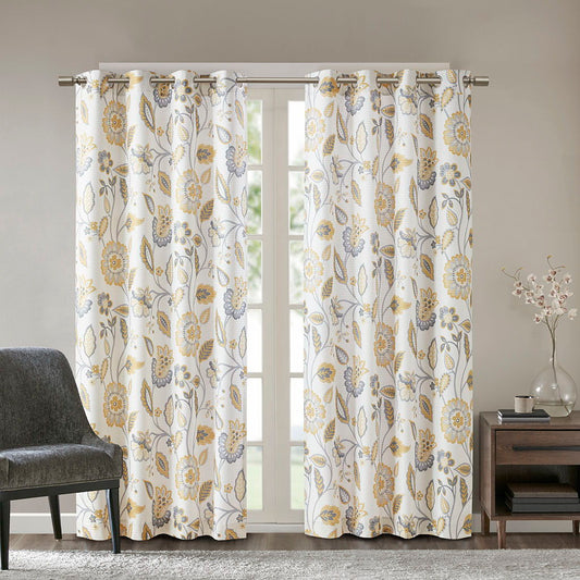 Camille - Printed Room Darkening Panel - Yellow