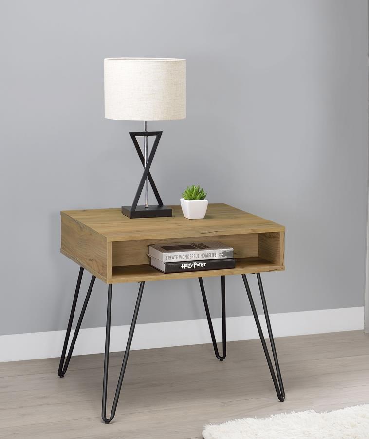 Fanning - Engineered Wood Side End Table - Golden Oak