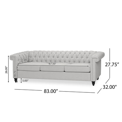 Chesterfield Style 3 Seater Sofa With Deep Button Tufting Noble House