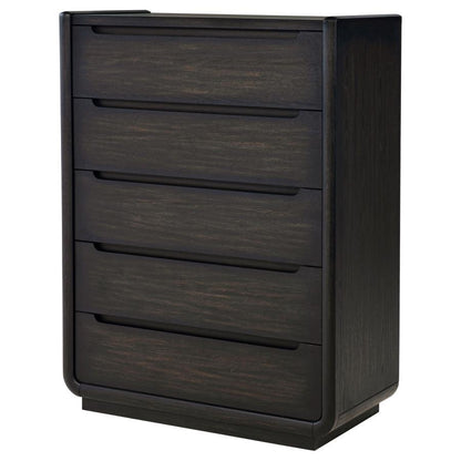 Leandro - 5-Drawer Bedroom Chest Of Drawers - Burnished Black Coaster Fine Furniture