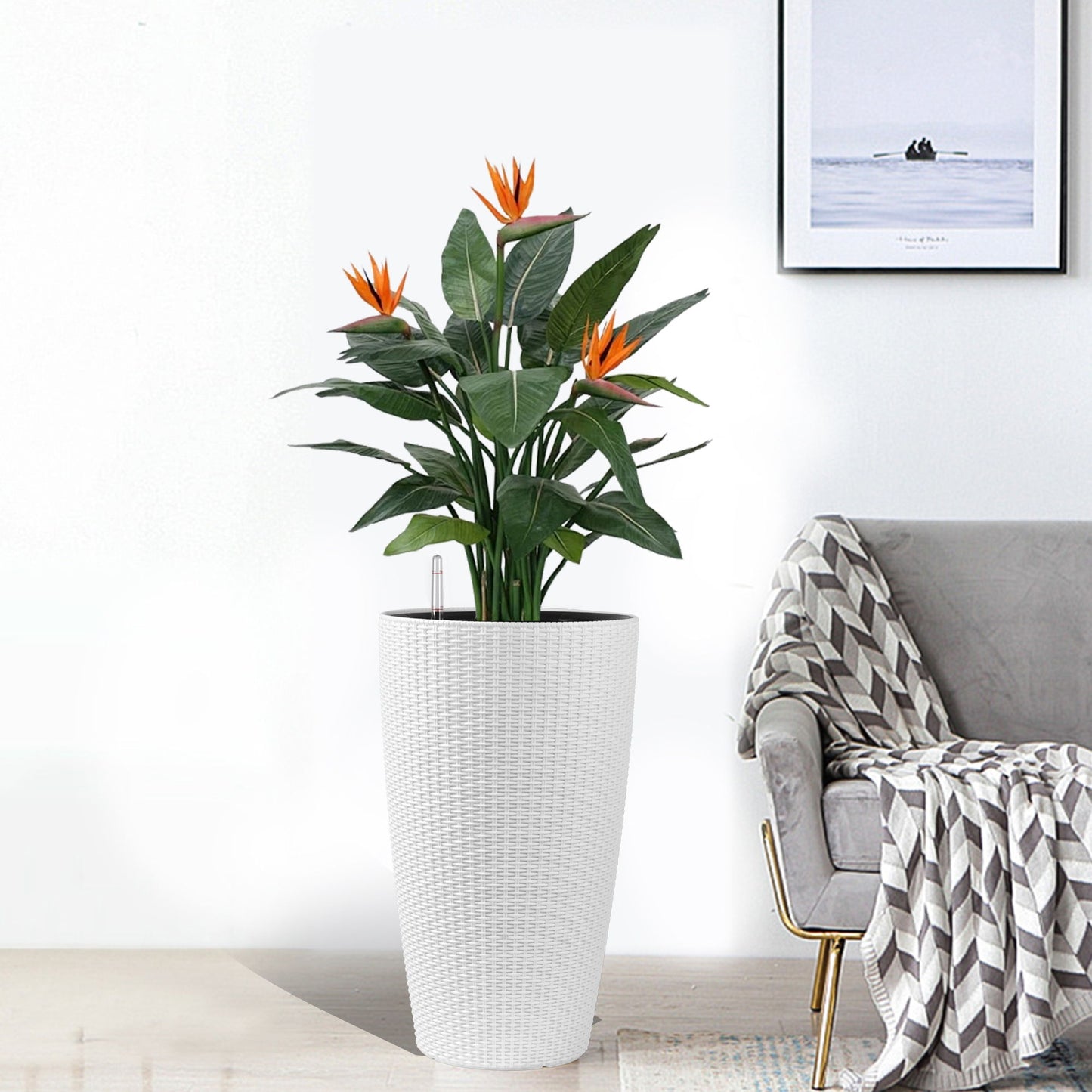 Tall Planters Set With Water Level Monitor And Auto Watering Daily Nest