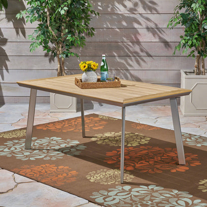 Outdoor Dining Table With Eucalyptus Wood Topped - Silver Noble House