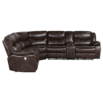 Mclean - Power Reclining Sectional Sofa With Storage Console - Dark Brown Furniture Max