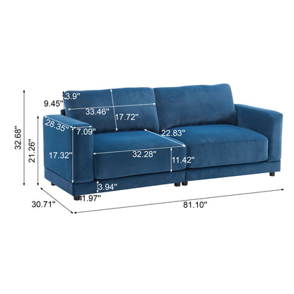 Modern Square Arm Sofa With Soft Fabric Upholstery, Deep Cushions Noble House