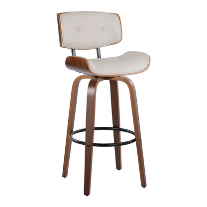 Lombardi - Mid-Century Modern Fixed Height Barstool With Swivel With Round Footrest (Set of 2) Lumi Source