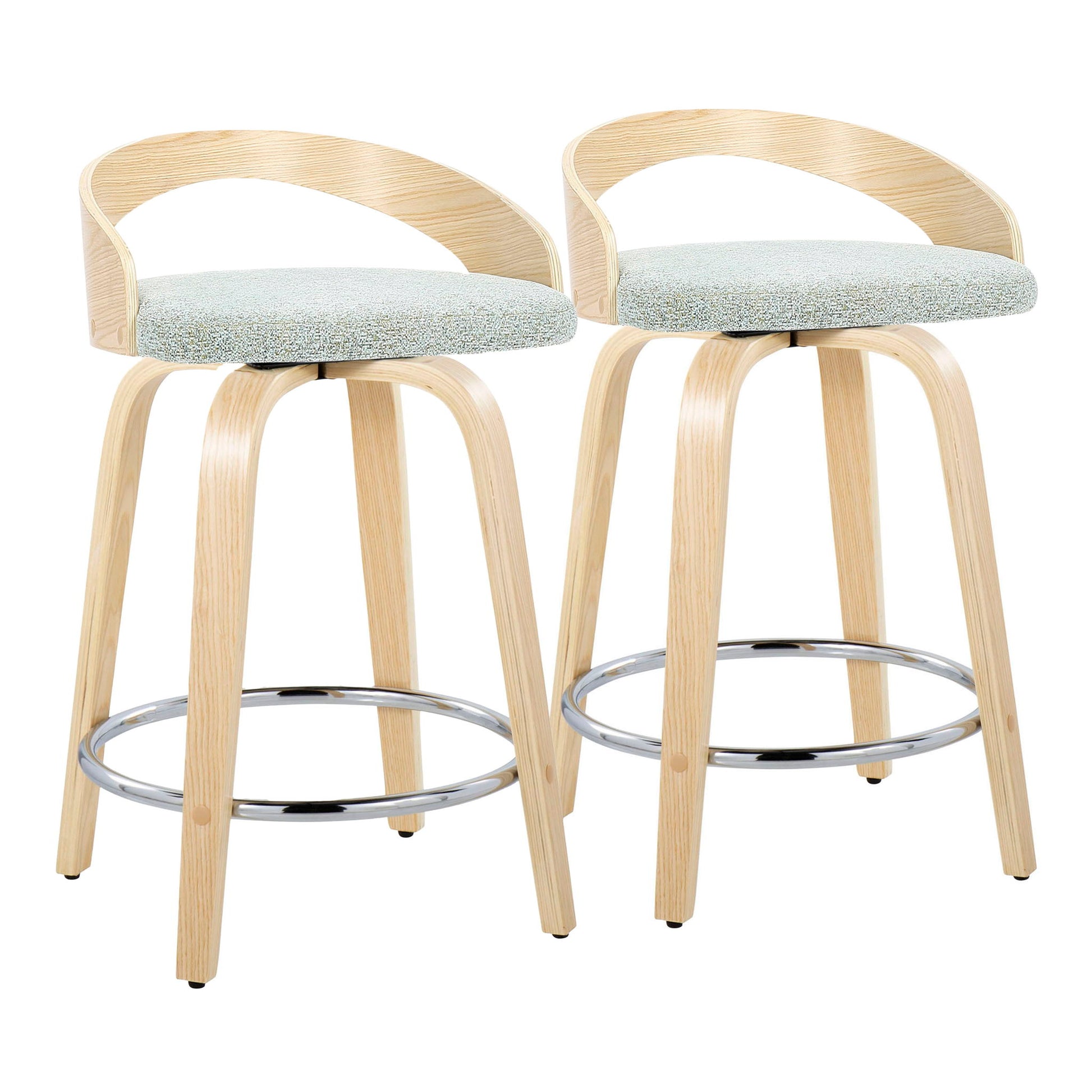 Grotto - Contemporary Fixed Height Counter Stool & Swivel, Round Footrest (Set of 2) Lumi Source