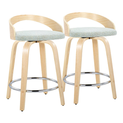 Grotto - Contemporary Fixed Height Counter Stool & Swivel, Round Footrest (Set of 2) Lumi Source