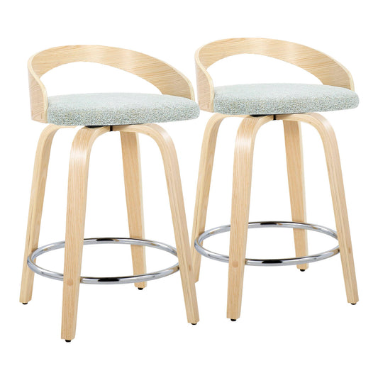 Grotto - Contemporary Fixed Height Counter Stool & Swivel, Round Footrest (Set of 2) Lumi Source