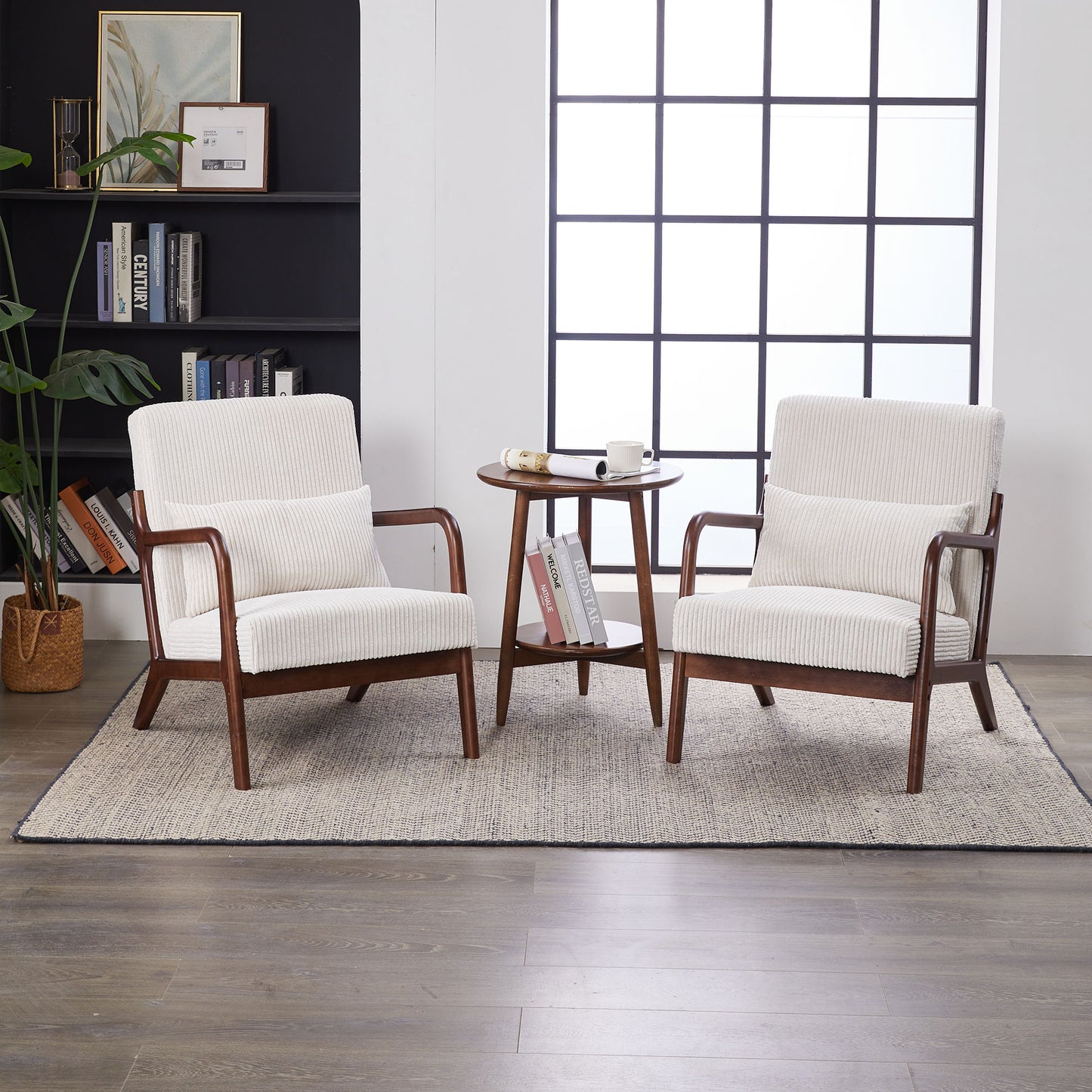 Accent Chair With Pillow And Wood Frame Home Essentials