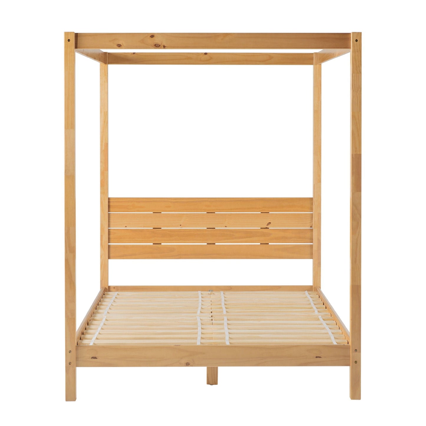 Queen Canopy Bed Frame Modern Minimalist Boho - Natural Pine Walker Edison