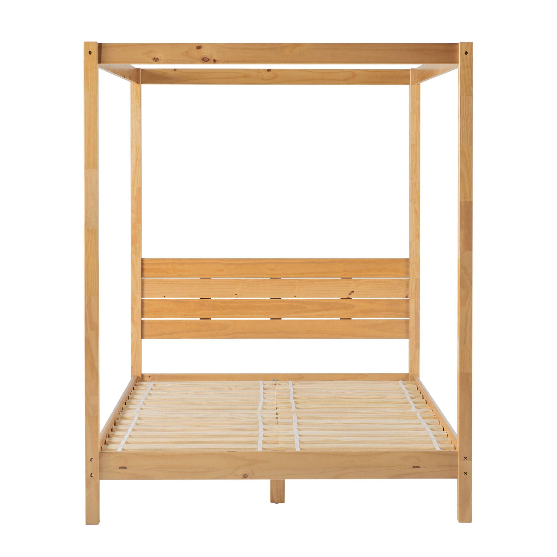 Queen Canopy Bed Frame Modern Minimalist Boho - Natural Pine Walker Edison