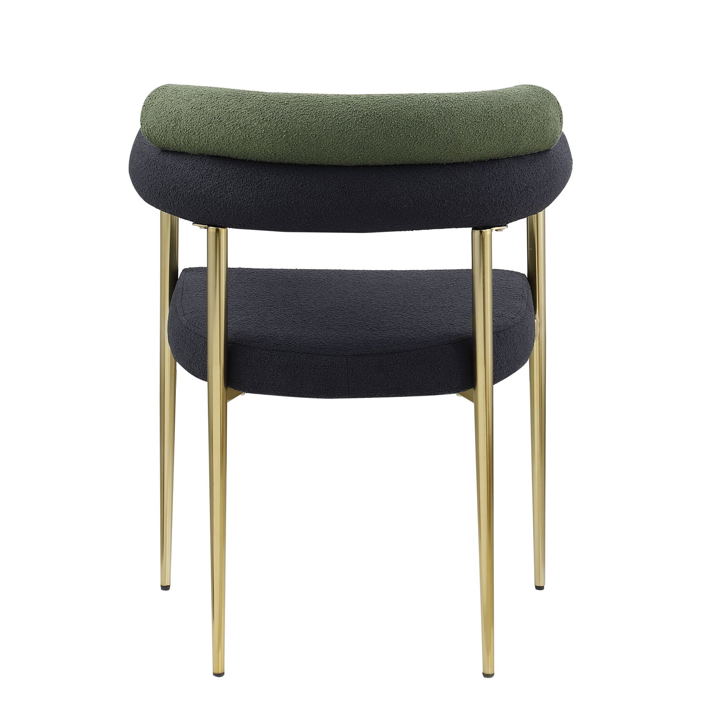Dining Chairs (Set of 2), Mid-Century Modern Dining Chairs, Kitchen Dining Room Chairs, Round Boucle Backrest Sherpa Dining Chair With Brushed Bronze Metal Legs Home Essentials