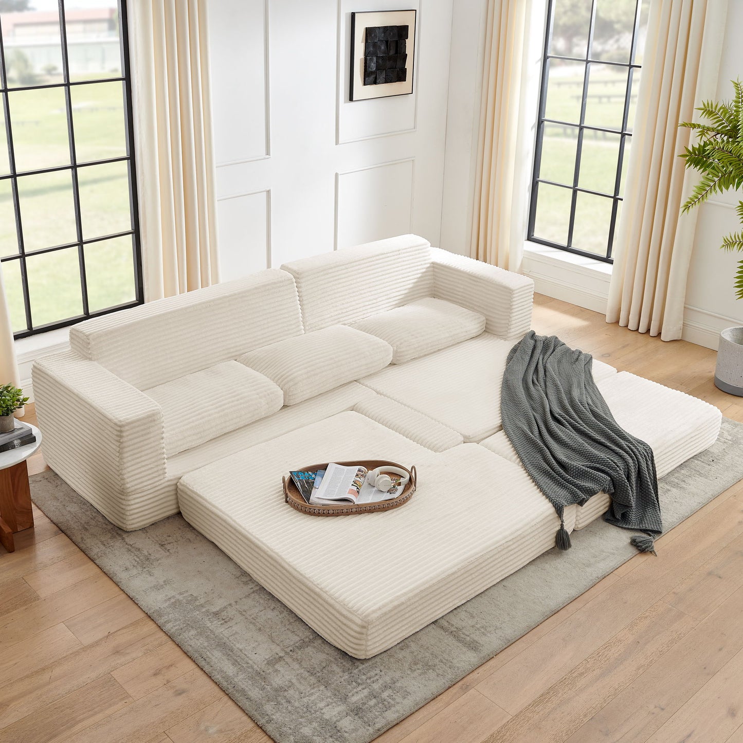 Modern Minimalist L Shape Modular Sectional Sofa, Couch Home Essentials