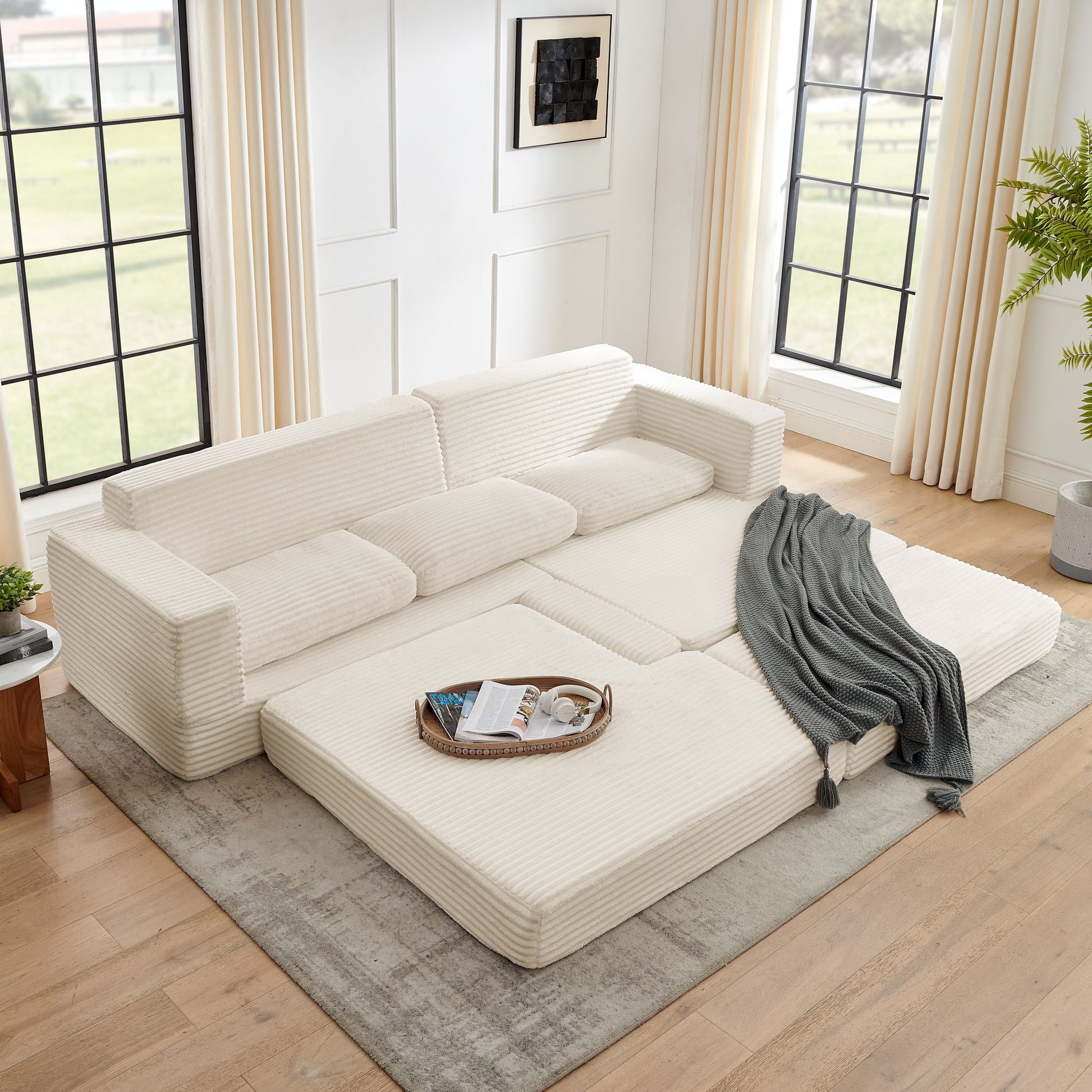 Modern Minimalist L Shape Modular Sectional Sofa, Couch Home Essentials
