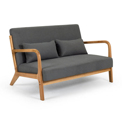 Leisure Chair With Solid Wood Armrest And Feet, Mid-Century Modern Accent Sofa, 2 Seat Home Essentials
