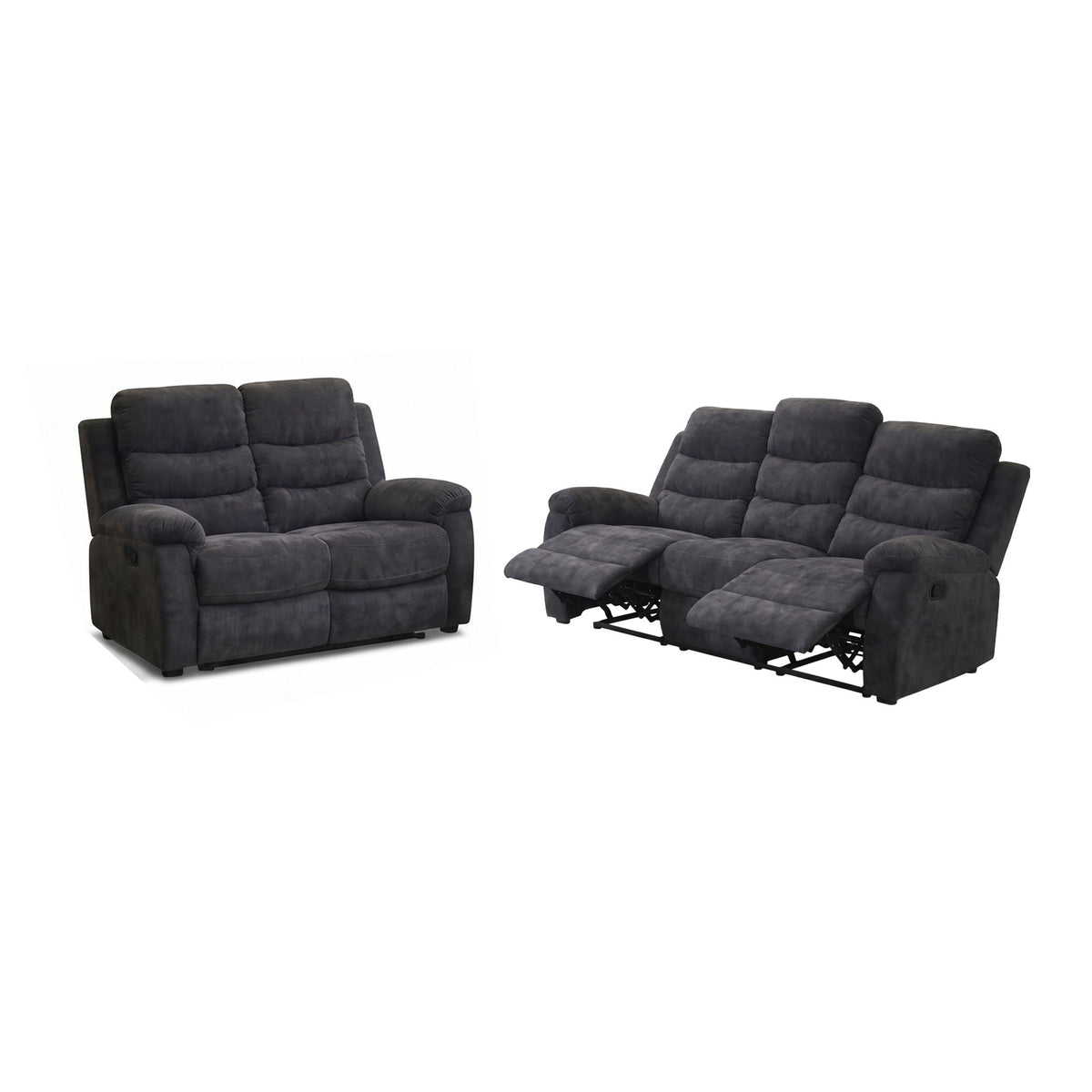 2 Piece Reclining Sofa Set, 3 Seat Sofa & 2 Seat Loveseat, 150° Recline - Dark Gray Home Essentials