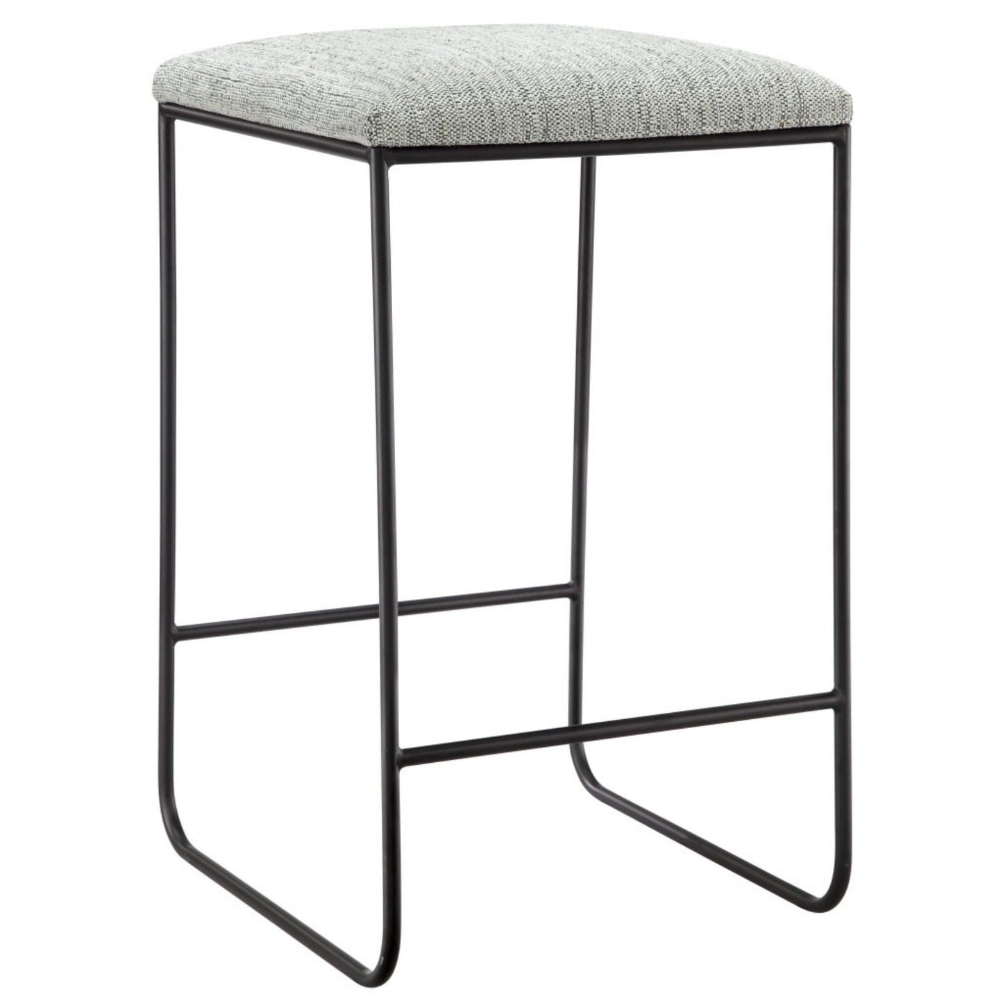 Counter Stool With Faux Linen Seat - Heathered Gray / Matte Black JLA