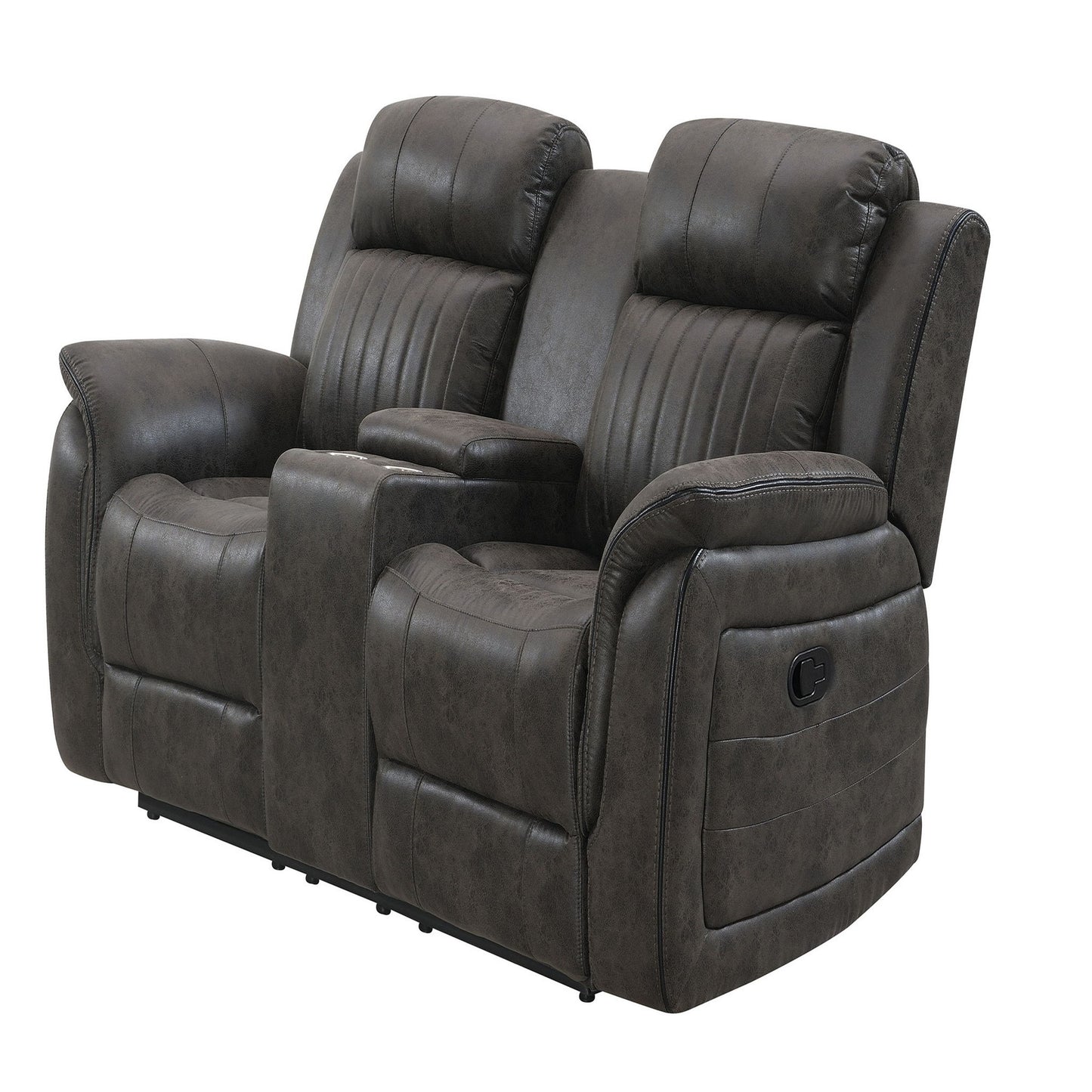 Steban - Console Reclining Loveseat - Gray Global Furniture USA