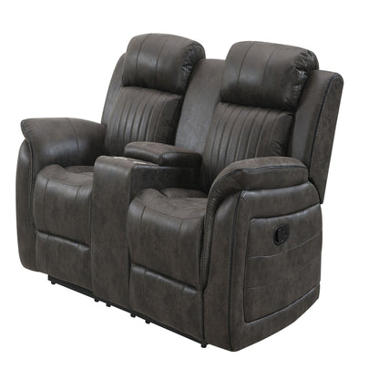 Steban - Console Reclining Loveseat - Gray Global Furniture USA