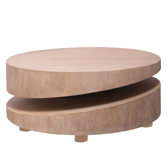 Modern Round Wood Coffee Table, Accent Table For Living Room - Antique Natural / Natural / Rustic Home Essentials