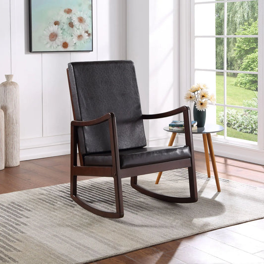 Raina - Synthenic Leather Rocking Chair - Espresso Acme