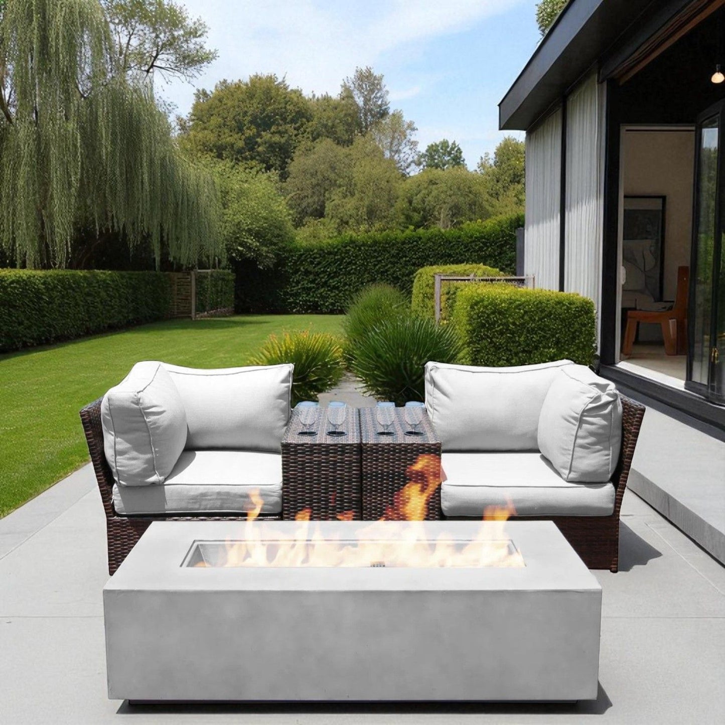 Outdoor Elegance Conversation Set With Fire Pit LSI Patio Furniture