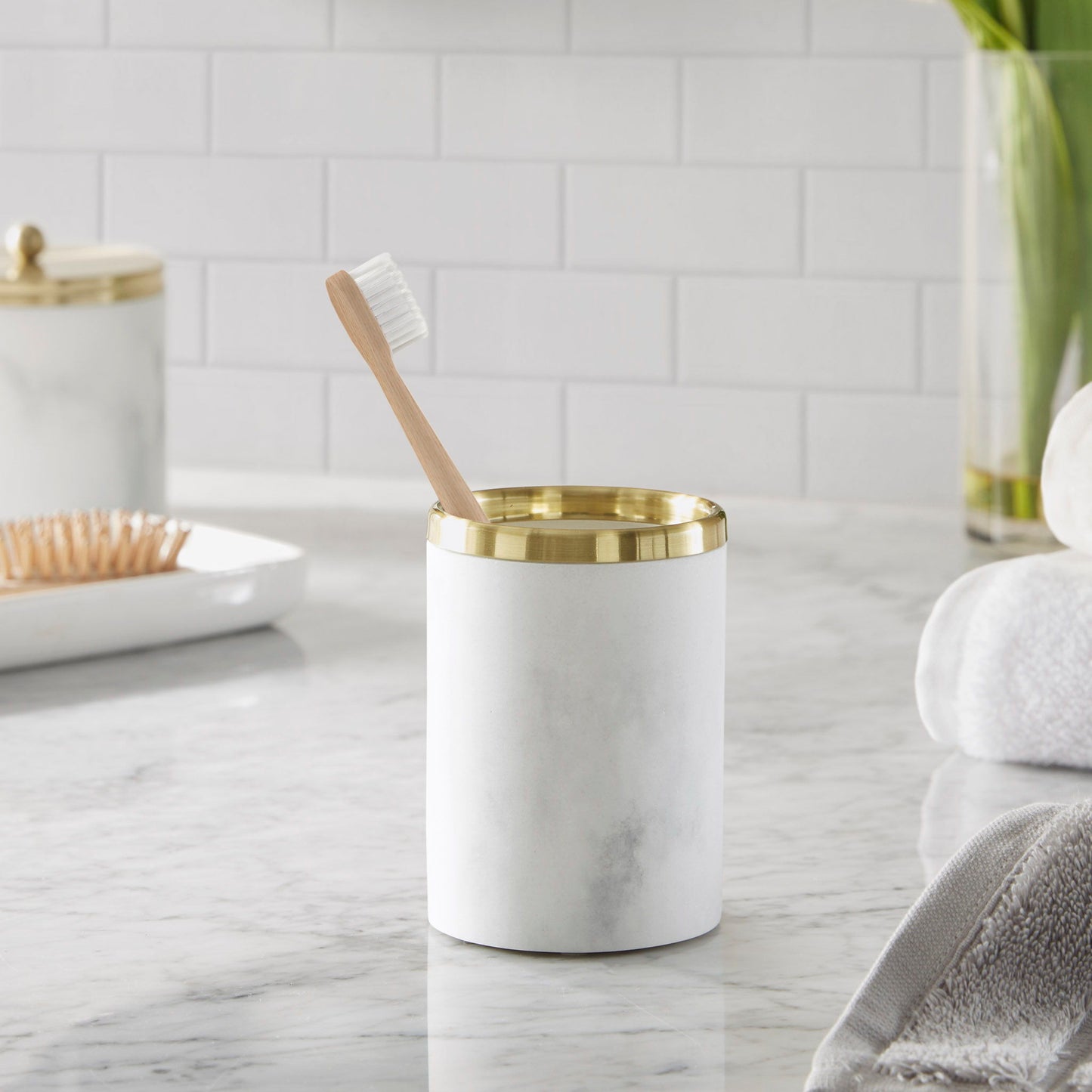 Corsica - Gold Marbled Resin Tumbler - Gold