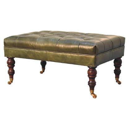 Buffalo - Leather Ottoman With Castor Legs Artisan Furniture