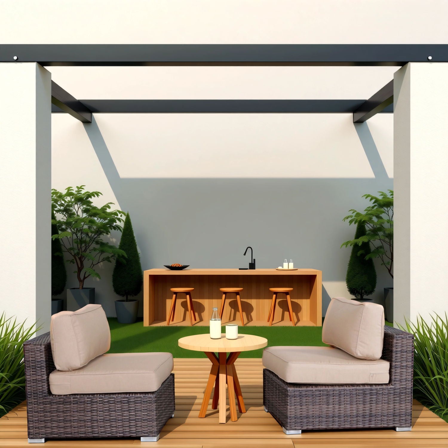 Wide Armless Outdoor Chairs With Cushions (Set of 2) LSI Patio Furniture
