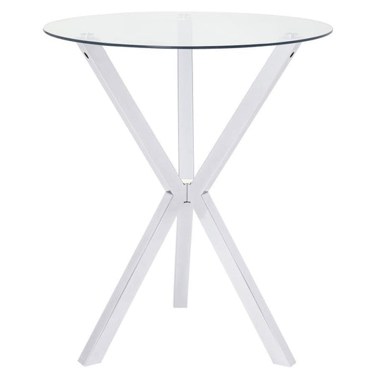 Denali - Round Glass Top Bistro Bar Table - Chrome CoasterEssence