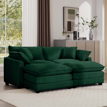 Modern Oversized Modular Cushion Sofa With Ottoman, Low Back, Deep Seating Sofa Set Home Essentials
