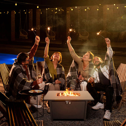 Outdoor Fire Pit Table With Lid Modern Design - Black LSI Patio Furniture