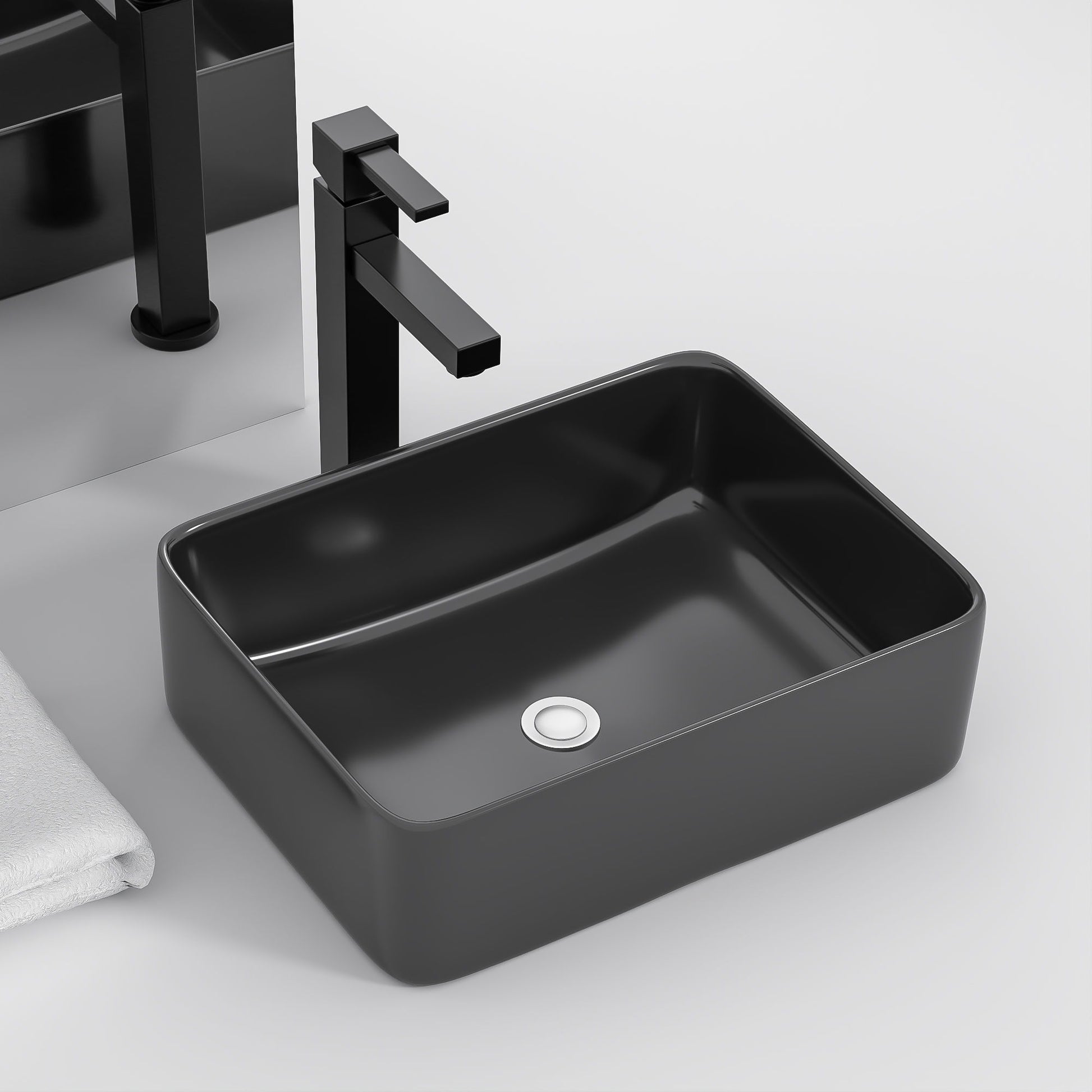 Modern European Design Ceramic Rectangular Vessel Bathroom Sink Daily Nest