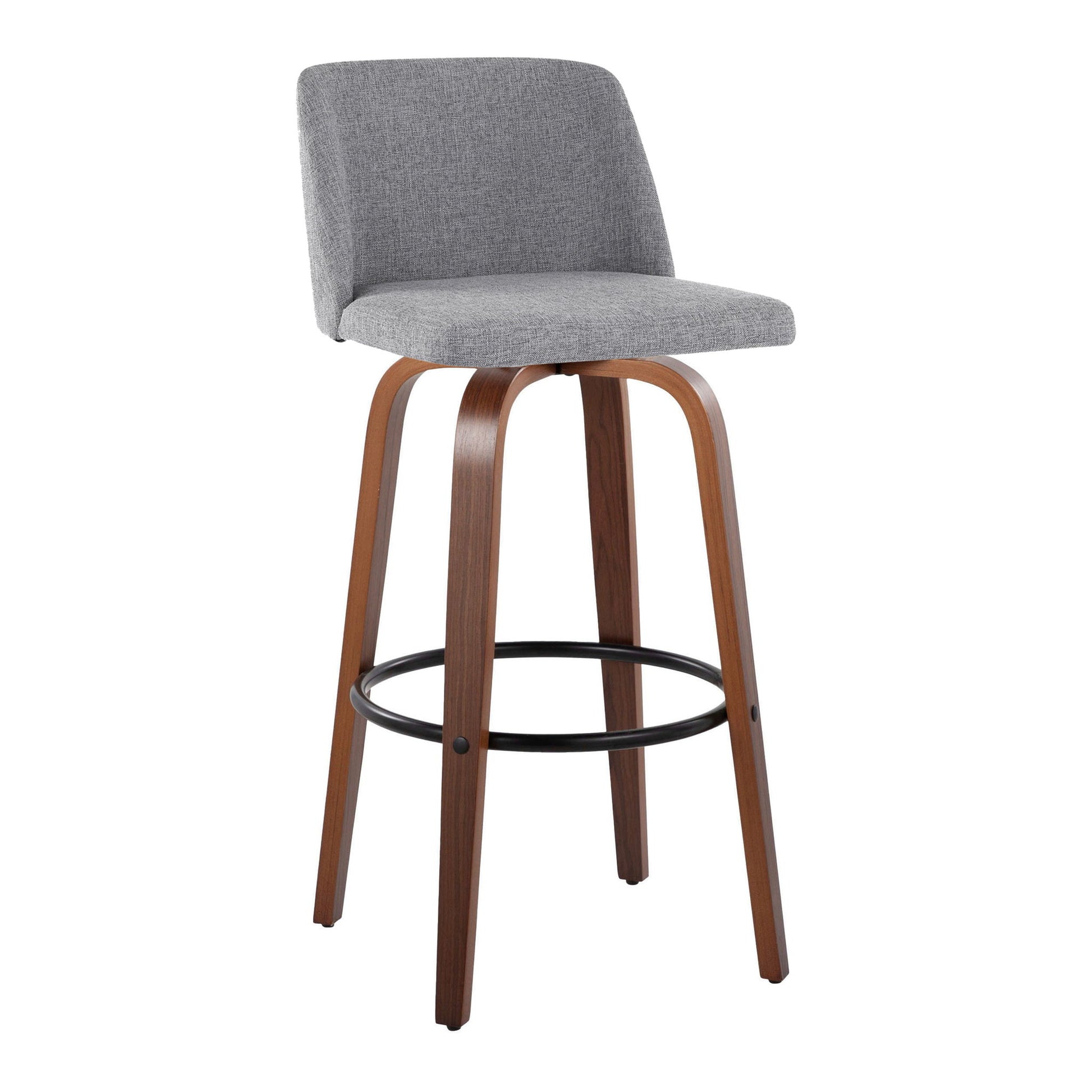 Toriano - Mid Century Modern Fixed Height Barstool Swivel And Round Footrest (Set of 2) Lumi Source
