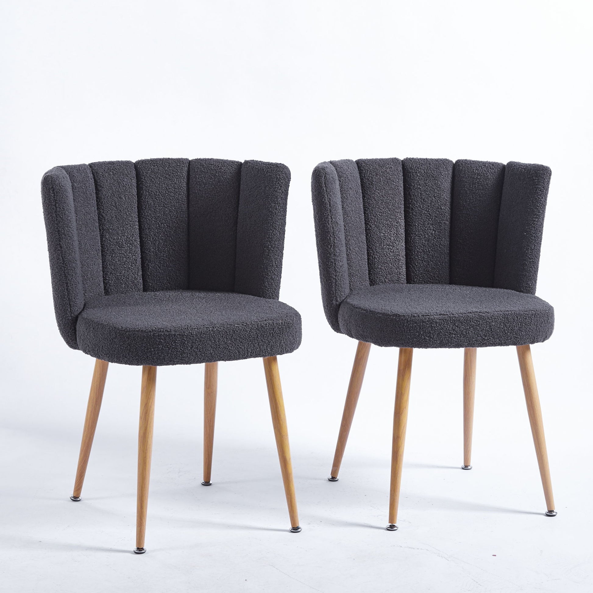 Modern Dining Chair (Set of 2) With Iron Tube Wood Color Legs, Shorthair Cushions And Comfortable Backrest, Suitable For Dining Room, Living Room, Cafe, Simple Structure Home Essentials