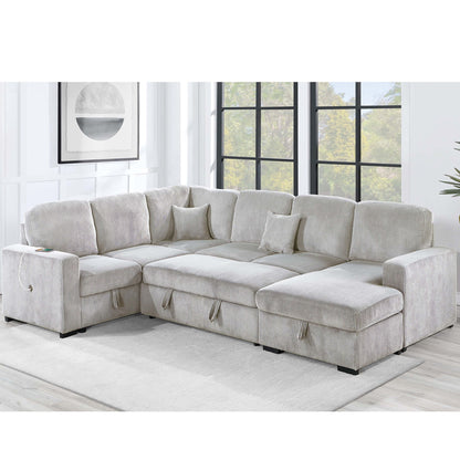 Modern Design Convertible Sectional Storage Bed With USB Port Home Essentials
