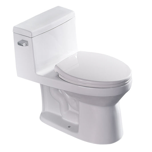 Sleek 1 Piece Toilet With Single Flush And Soft Closing Seat - White Daily Nest