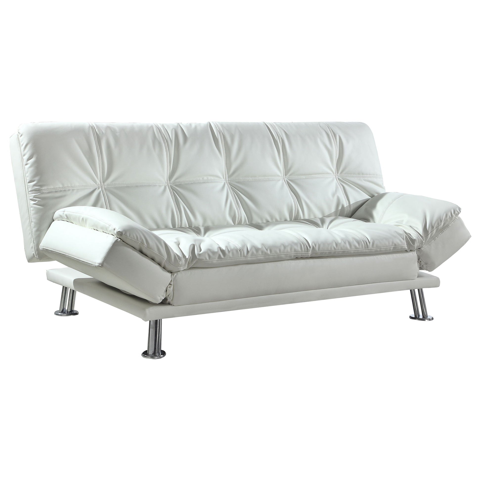 Kimpton - Upholstered Tufted Convertible Sofa Bed With Adjustable Arms Legs - White Furniture Max